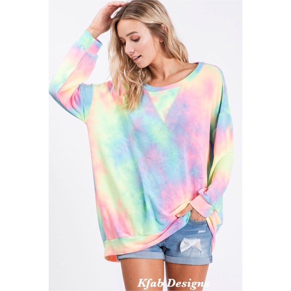 💗LAST Tie Dye French Terry Front Stitch Pullover! - Picture 3 of 10